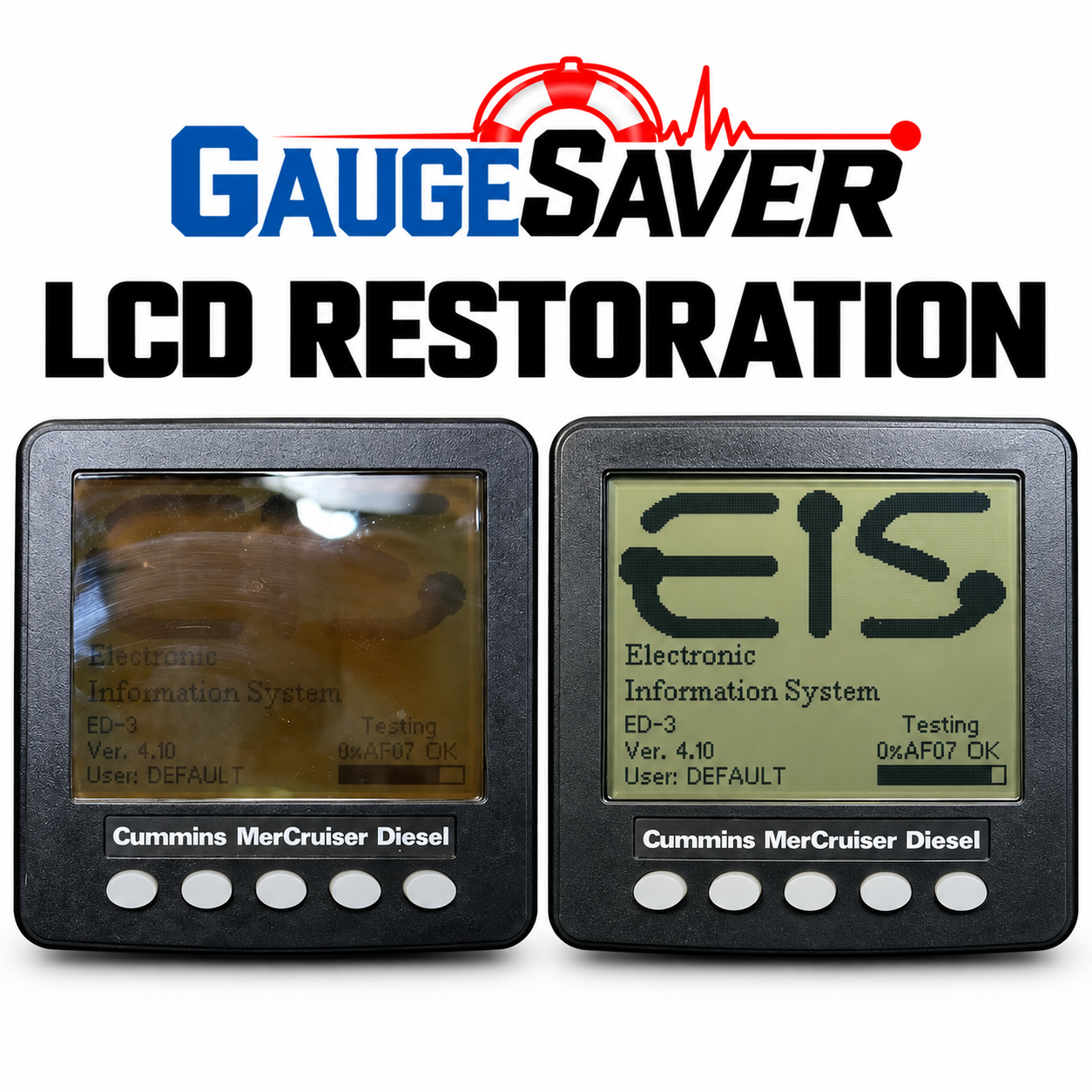 Cummins MercCruiser Diesel EIS Display LCD Restoration Service - Image 2
