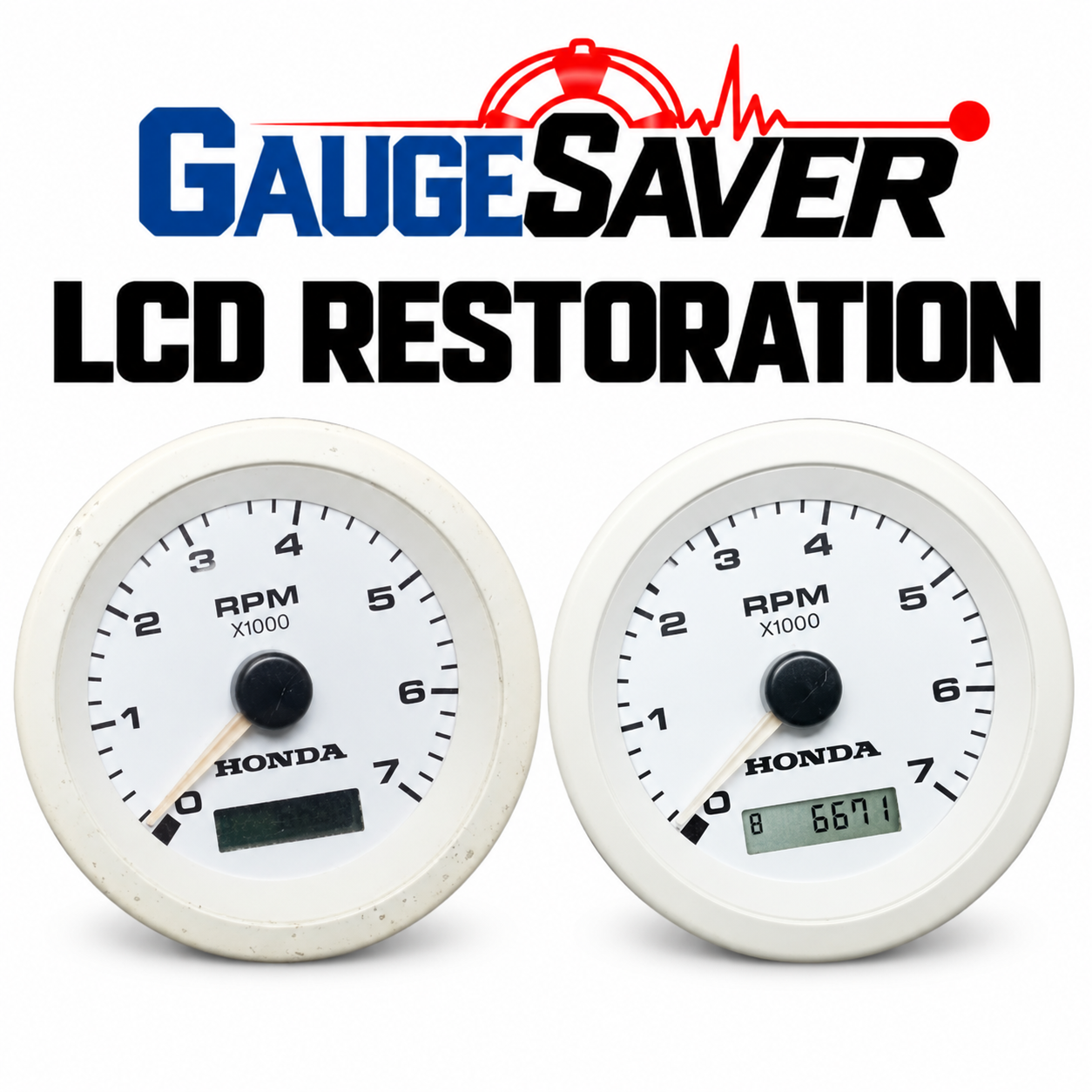 Honda Analog Tach with Small Hour Meter LCD Restoration Service - Image 2