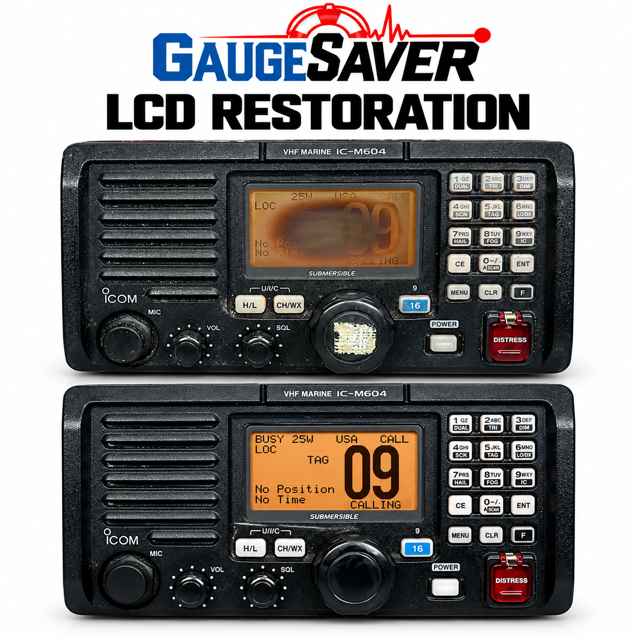 iCOM IC-M602/M604 VHF LCD Restoration Service - Image 2