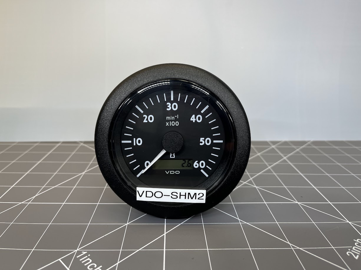 VDO 3331106 Ocean Line Black 6000 RPM Tachometer with Hourmeter – 3-3/8" (85mm)