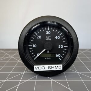 VDO 3331106 Ocean Line Black 6000 RPM Tachometer with Hourmeter – 3-3/8" (85mm)